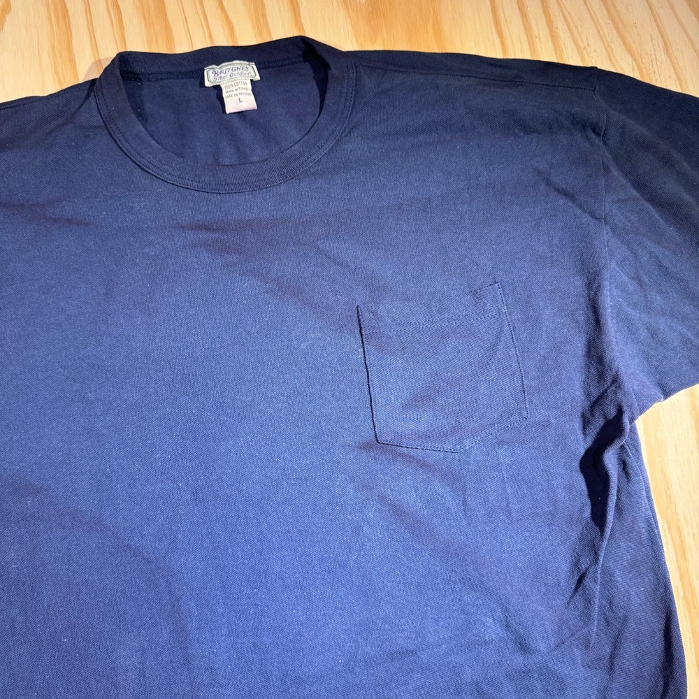 Britches Great Outdoors Mens Navy Blue Cotton Pocket T-Shirt Size Large